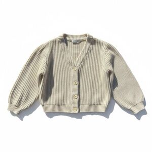 Hanna Andersson Girls Cream Knit Cardigan Sweater Size 10 - Cozy Classic